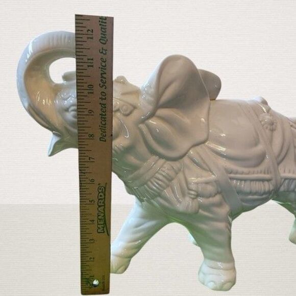 VTG 79s Stef GMA Feller Glazed Ceramic Elephant Figurine Trunk Up 19"X12"X6" - Picture 3 of 16